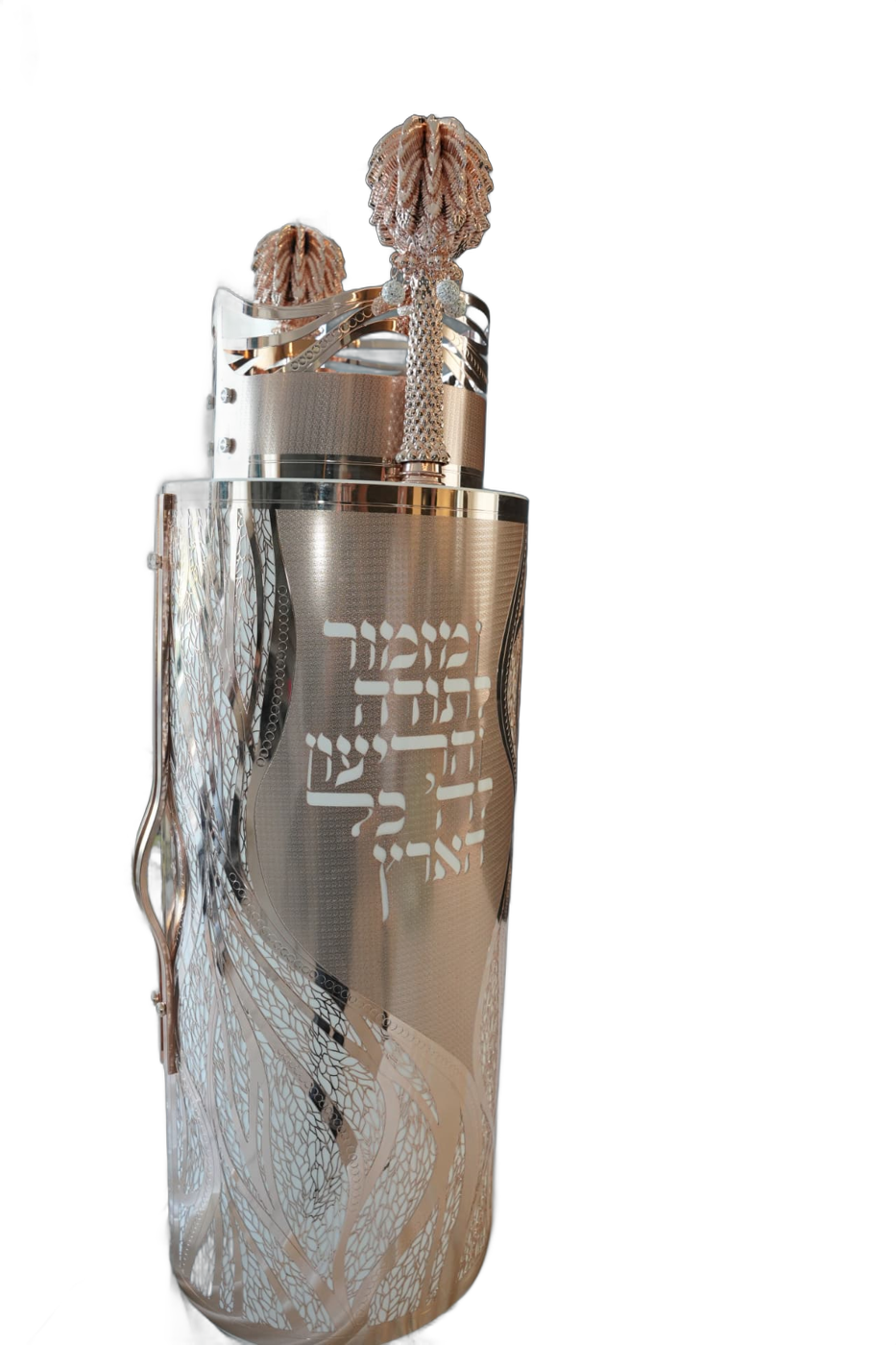 Rose-gold-tone carbon Torah case — Upper details