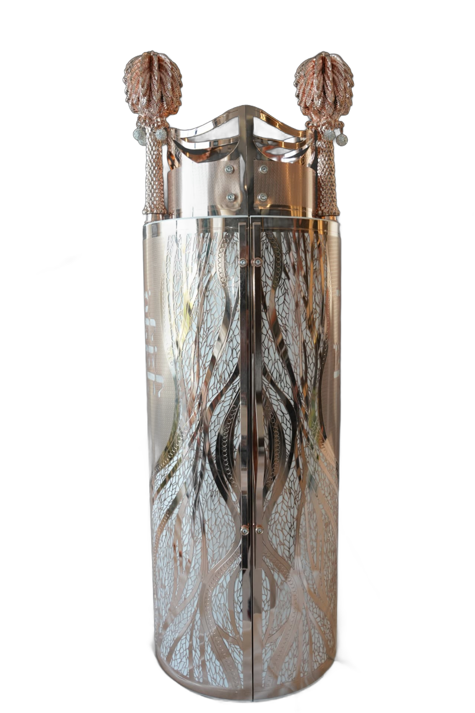 Rose-gold-tone carbon Torah case — Upper ornamentation