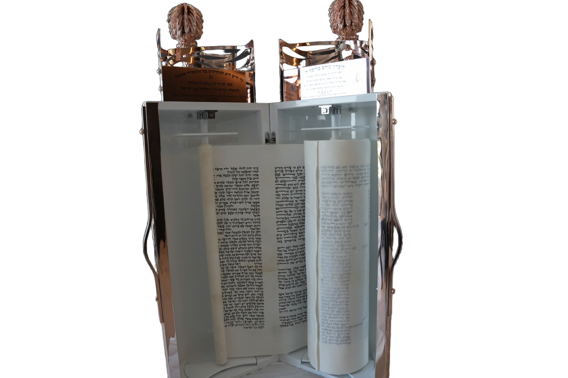 Rose-gold-tone carbon Torah case — Open case