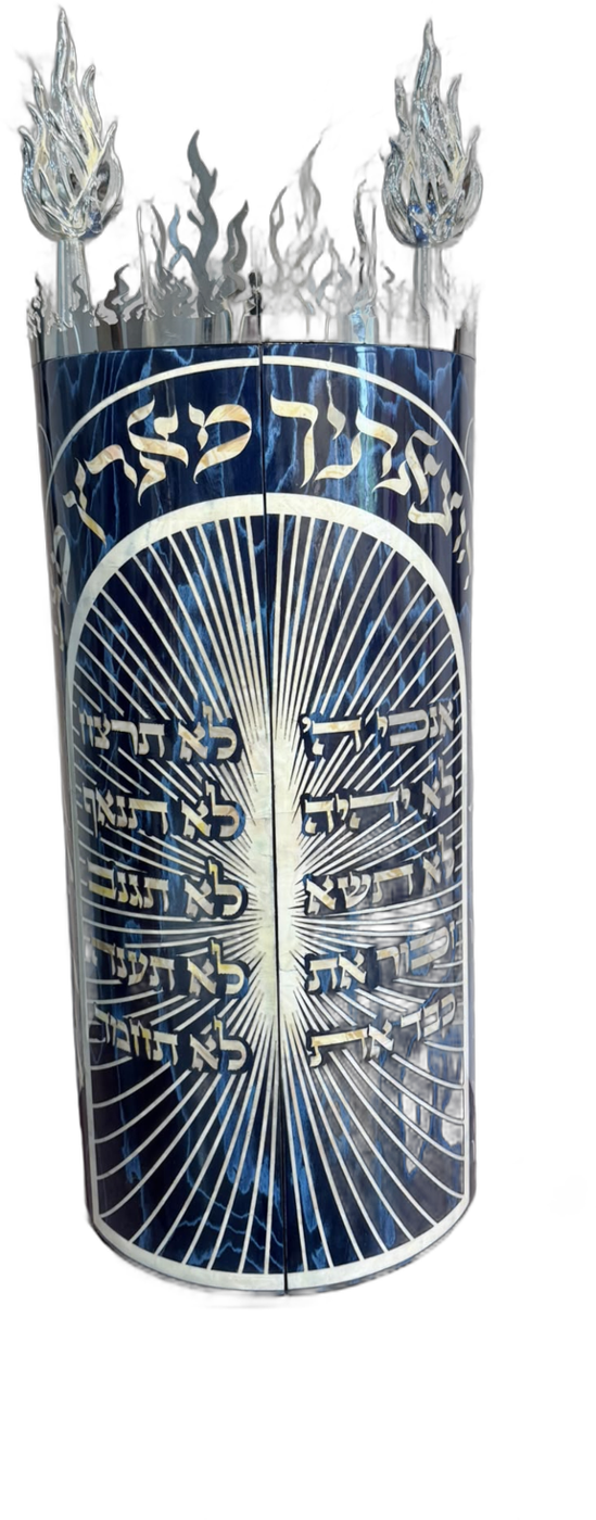 תיק כחול בעיטור לוחות הברית — צילום 1